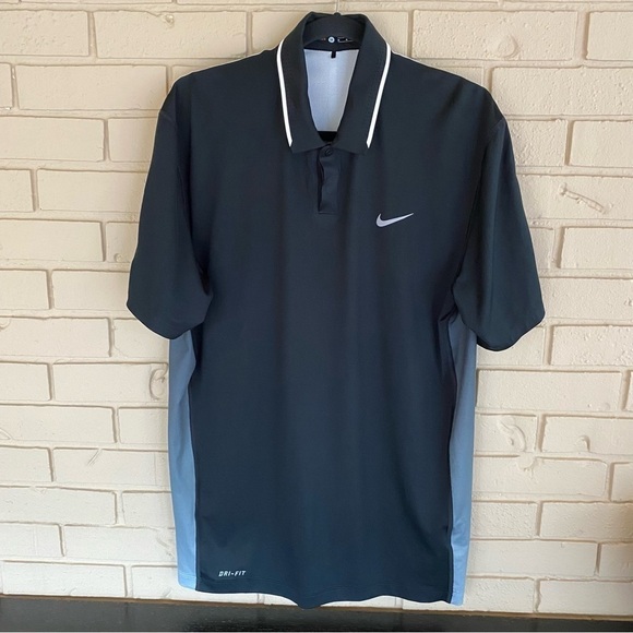Nike Tiger Woods Collection Golf Polo Shirt Ombré Black Mens Size Medium M - Picture 1 of 8